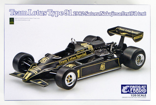 Ebbro 20021 Team Lotus Type 91 1982 Satoru Nakajima First F1 Test 1/20 scale plastic model kit