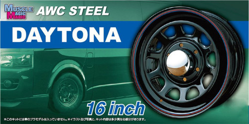 Aoshima 54284 Tuned Parts 64 1/24 MUSCALE MAGIC ATC STEEL DAYTONA 16 inch Tire & Wheel Set