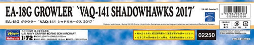 Hasegawa 02250 EA-18G Growler "VAQ-141 Shadowhawks 2017" 1/72 scale kit