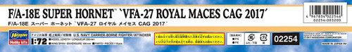 Hasegawa 02254 F/A-18E Super Hornet "VFA-27 Royal Maces Cag 2017" 1/72 scale kit