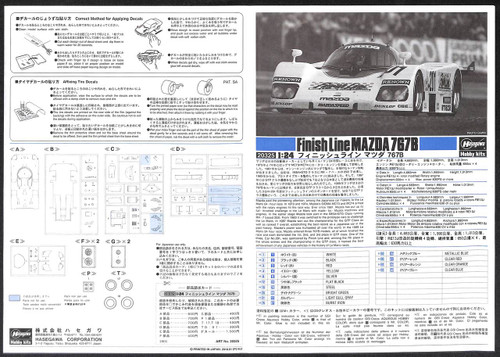 Hasegawa 20325 Finish Line Mazda 767B 1/24 scale kit