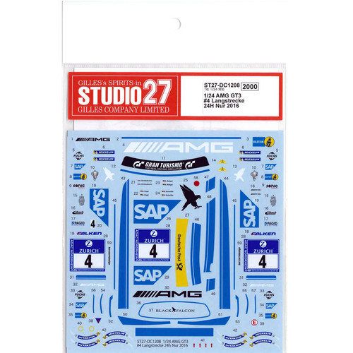 Studio27 ST27-DC1208 AMG GT3 #4 Langstrecke 24H Nur 2016 Decal for Tamiya 1/24 Scale