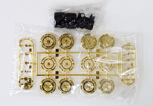 Fujimi TW14 Wire Mesh Gold Wide Wheel & Tire Set 1/24 Scale Kit