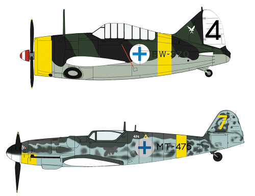 Hasegawa 02279 B-239 Buffalo & Messerschmitt Bf109G-6 'Finnish Air Force' 1/72 scale kit