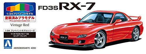 Aoshima 54970 Mazda FD3S RX-7 1999 Vintage Red 1/24 Scale Pre-Painted Model Kit