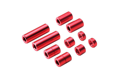Tamiya 95388 Mini 4WD Aluminum Spacer Set (Red) - 12/6.7/6/3/1.5mm (2pcs each)
