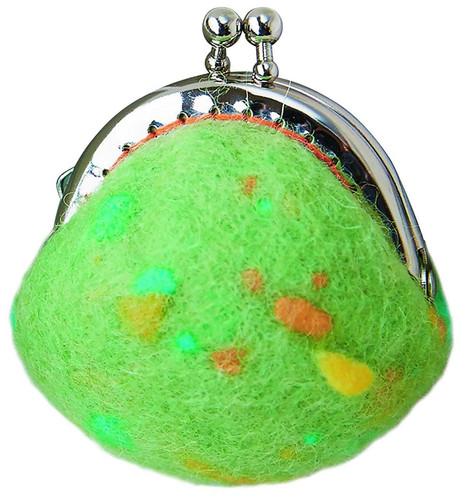 Hamanaka H441-436 Felt Wool Mascot Colorful Coin Purse with Clasp GREEN Kit