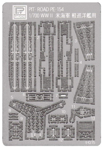 Pit-Road Skywave PE154 Photo-etched Parts for WWII United States Navy Light Cruiser 1/700