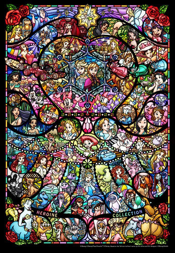 Tenyo Japan Jigsaw Puzzle DSG-500-489 Disney Pixar Heroine Collection Stained Glass (500 Pieces)