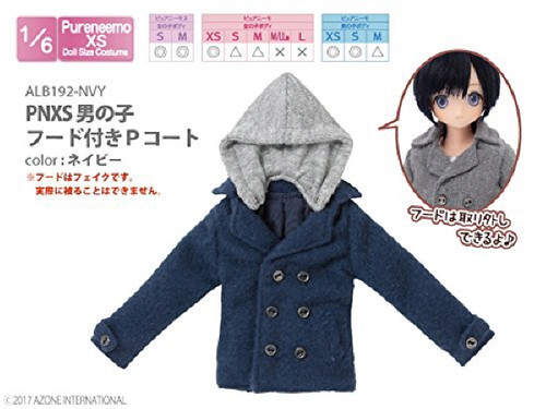 Azone ALB192-NVY PNXS Boys Hooded P Coat Navy
