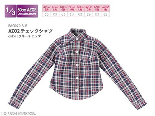 Azone FAO079-BLE Azo 2 Check Shirt Blue Check