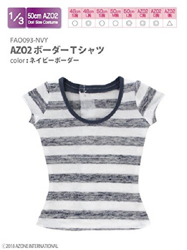 Azone FAO093-NVY AZO2 Border T-shirt Navy Border