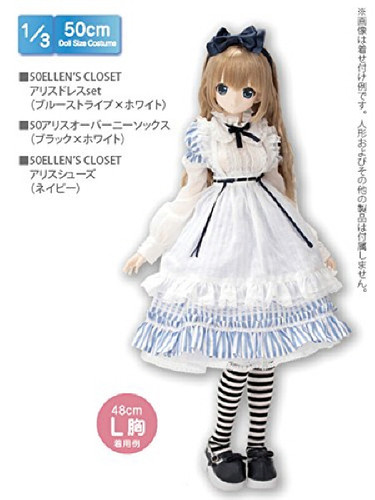 Azone FAR180-BLE for 50cm doll Ellen's Closet Alice Dress Set Blue StripexWhite