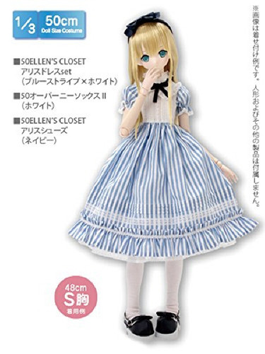 Azone FAR180-BLE for 50cm doll Ellen's Closet Alice Dress Set Blue StripexWhite