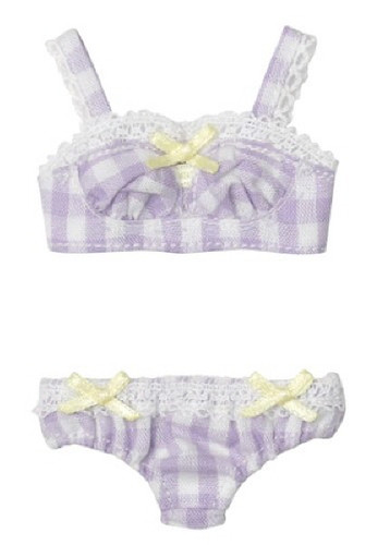 Azone KPT011-PPL Mushroom Planet 'Gingham Bra & Panties Set' Grape