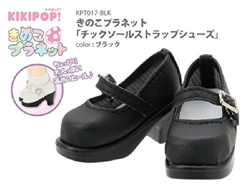 Azone KPT017-BLK Mushroom Planet 'Tic Soole Strap Shoes' Black