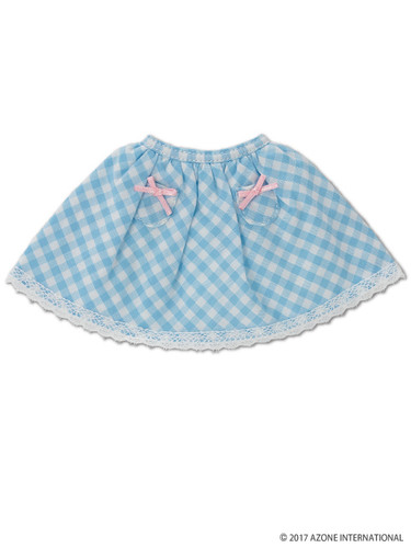 Azone KPT021-LBL Mushroom Planet 'Little Pocket Skirt' Light Blue Check