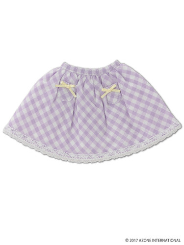 Azone KPT021-PPL Mushroom Planet 'Little Pocket Skirt' Purple Check