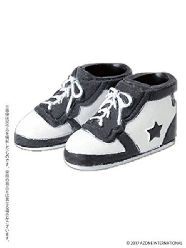 Azone PIC137-BKW 1/12 Soft Vinyl High-Cut Sneaker Black x White