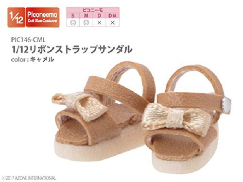 Azone PIC146-CML 1/12 Ribbon Strap Sandal Camel