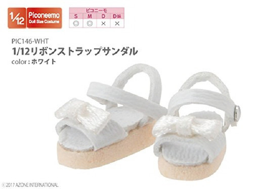 Azone PIC146-WHT 1/12 Ribbon Strap Sandal White