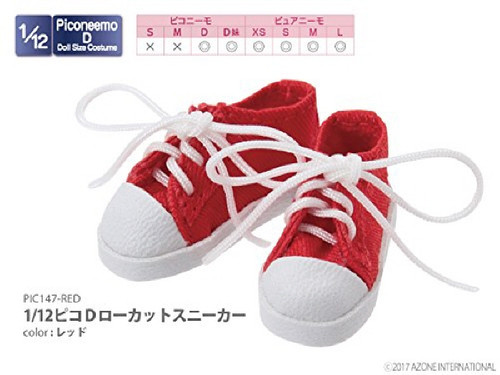Azone PIC147-RED 1/12 Pico D Low Cut Sneaker Red