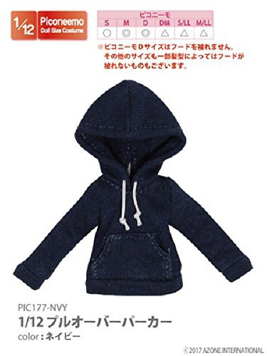 Azone PIC177-NVY 1/12 Pullover Parka (Hoodie) Navy