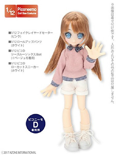 Azone PIC179-PNK 1/12 Fake Layered Sweater Pink