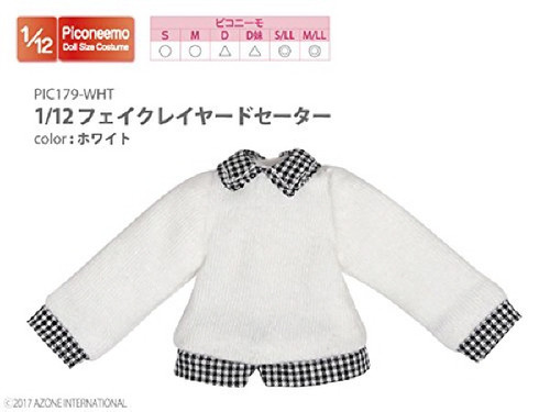 Azone PIC179-WHT 1/12 Fake Layered Sweater White