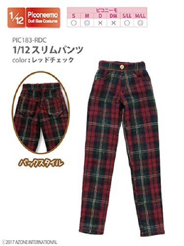 Azone PIC183-RDC 1/12 Straight Pants Red Check