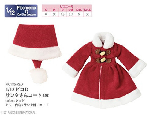 Azone PIC186-RED 1/12 Pico D Santa Coat Set Red