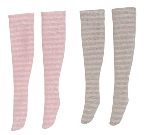 Azone POC405-ASB PNS Border Knee Socks III B Set Pink x Light Pink/Gray x Beige
