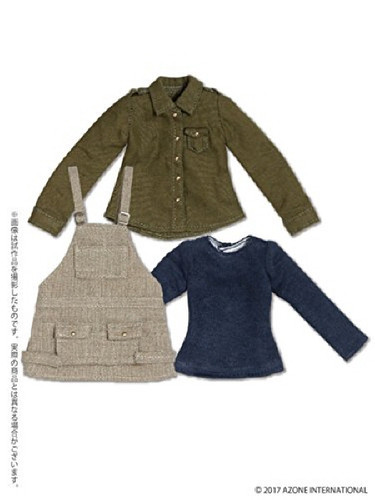 Azone POC406-BEK PNS Salopette Casual Dress Set Beige x Khaki