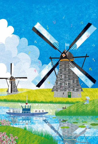 Epoch Jigsaw Puzzle 26-296 Tatsuo Hari Fairy Tale Art Kinderdijk Netherlands (300 Pieces)