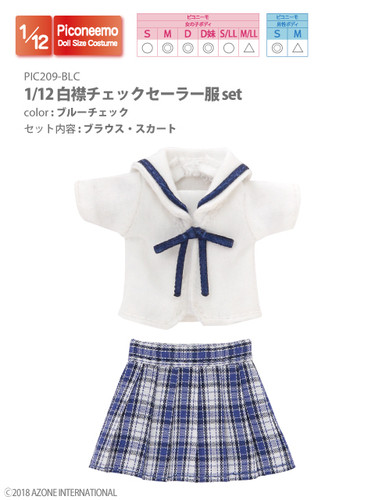 Azone PIC209-BLC 1/12 Picco Neemo Sailor School Uniform Blue Check