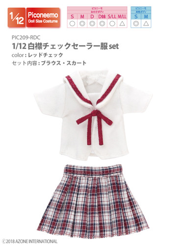 Azone PIC209-RDC 1/12 Picco Neemo Sailor School Uniform Red Check