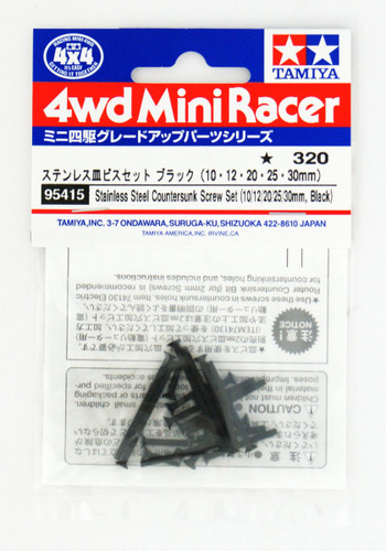 Tamiya Mini 4WD 95415 Stainless Steel Countersunk Screw Set Black (10/12/20/25/30mm)