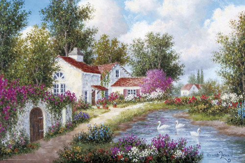 Yanoman Jigsaw Puzzle 10-1332 Dennis Lewan Three Swans (1000 Pieces)