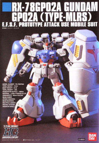 Bandai HGUC 075 Gundam RX-78GP02A GP02A TYPE-MLRS 1/144 Scale Kit