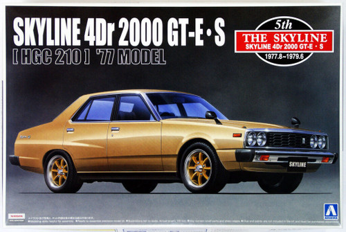Aoshima 41680 Nissan Skyline 4Dr 2000 GT-E S (HGC210) 1977 Model 1/24 Scale Kit