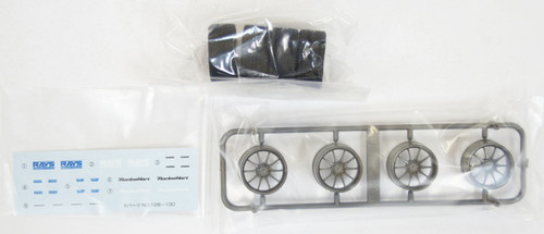 Aoshima 10020 Tire & Wheel Set No. 129 Volk Racing CE28N (Titanium Silver) 19 inch 1/24 Scale Kit