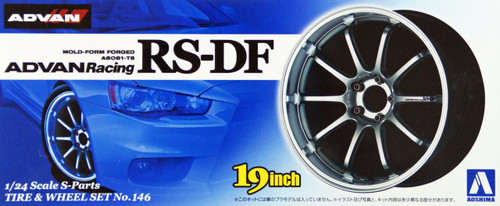 Aoshima 09017 Tire & Wheel Set No.146 ADVAN Racing RS-DF 19 inch 1/24 Scale Kit