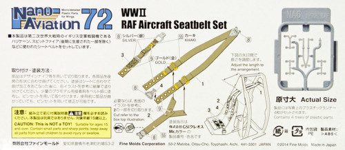 Fine Molds NA6 WW2 RAF Aircraft Seatbelt Set 1/72 Scale Kit