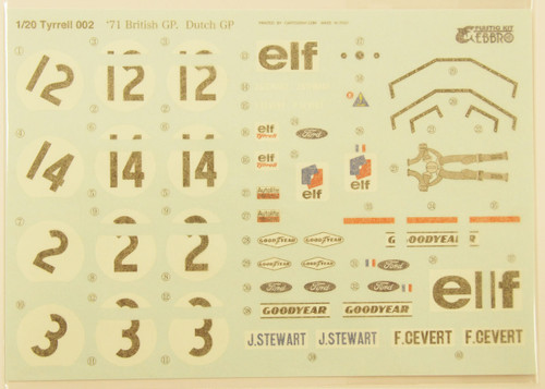Ebbro 20008 Tyrrell 002 1971 British GP 1/20 Scale plastic model Kit