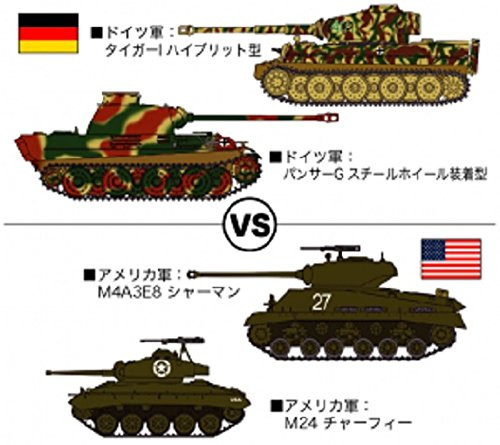 Hasegawa 30035 Tiger I & Panther G VS M4A3E8 Sherman & M24 Chaffee 1/72 Scale Kit