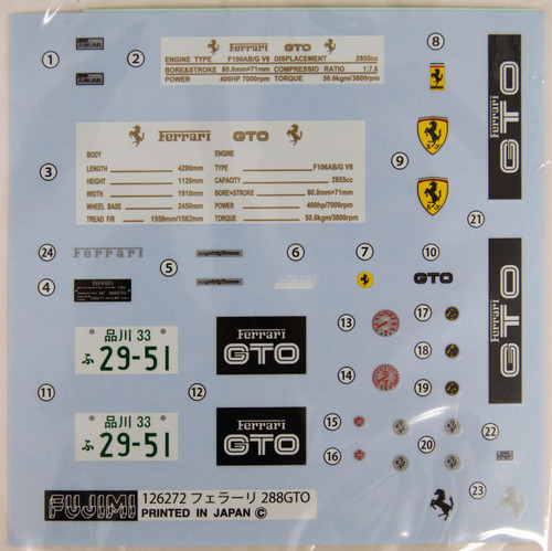 Fujimi RS-105 Ferrari 288GTO 1/24 Scale Kit