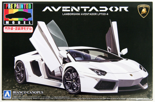 Aoshima 11393 Lamborghini Aventador LP700-4 (White Pearl) 1/24 Scale Kit (Pre-painted Model)