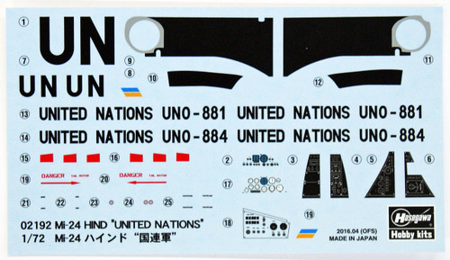 Hasegawa 02192 Mi-24 Hind United Nations 1/72 Scale Kit