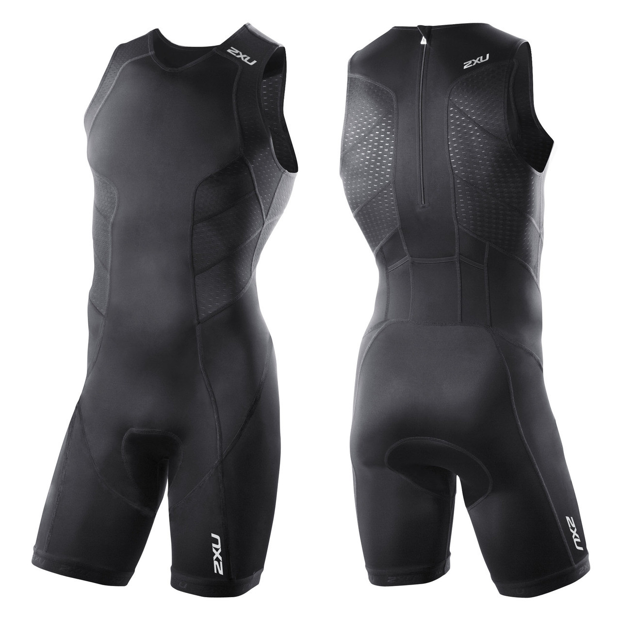 2XU Men's Perform Trisuit W/ Rear Zip Black, Black/ Neon Red MyTriathlon