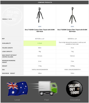 Sirui T-024SK Carbon Fibre Tripod +B-00K Ball Head Kit + 6 Year Australian warranty Sirui T-024SK Carbon Fibre Tripod +B-00K Ball Head Kit + 6 Year Australian warranty